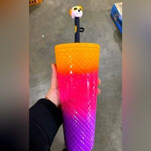Starbucks Halloween Jewel Tumbler w/ Skeleton Straw Topper NWT